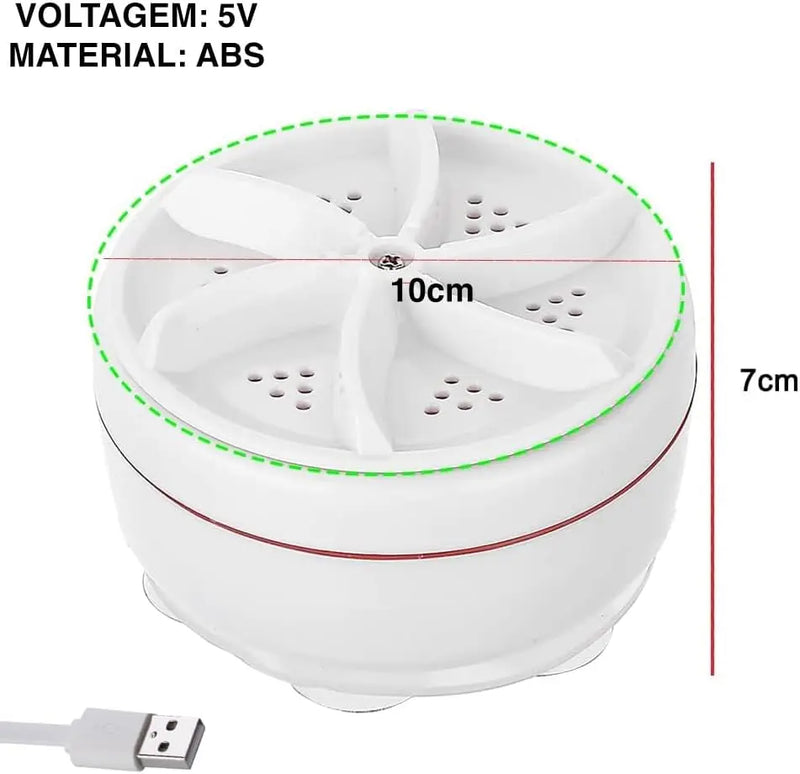 Mini Máquina Lavar Roupas USB Portátil Ultrassônica - Cor Branco