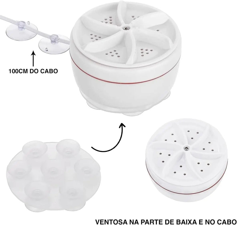 Mini Máquina Lavar Roupas USB Portátil Ultrassônica - Cor Branco