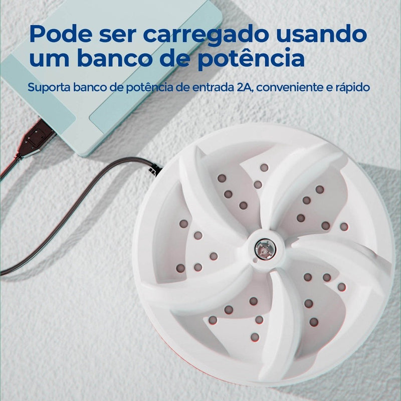 Mini Máquina Lavar Roupas USB Portátil Ultrassônica - Cor Branco